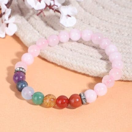 Rose Quartz Seven Chakra Bracelet