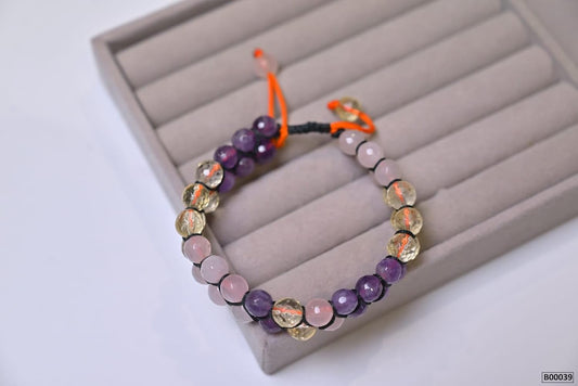 Amethyst + Citrine Double Line Bracelet
