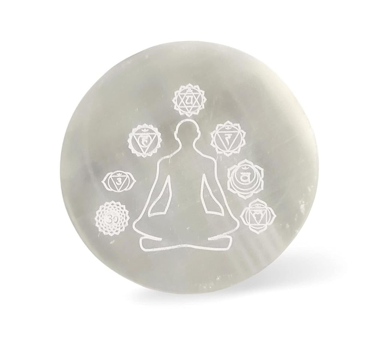 Selenite Round Meditation Crystal Charging Coaster by SV Aroma