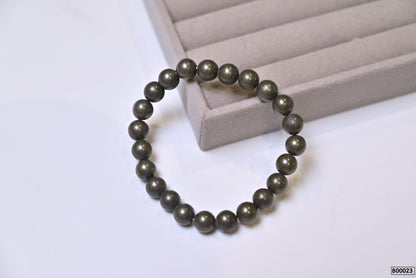 Pyrite Black Tourmaline Round Crystal Bracelet