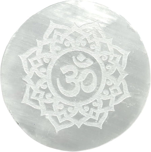OM Selenite Crystal Charging Plate by SV Aroma
