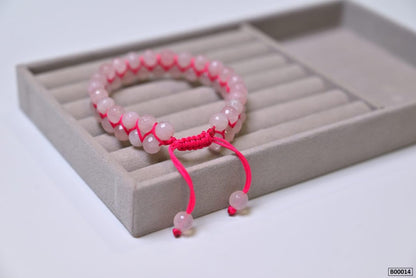 Rose Quartz double line diamond cut bracelet