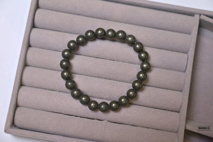 Pyrite Black Tourmaline Round Crystal Bracelet