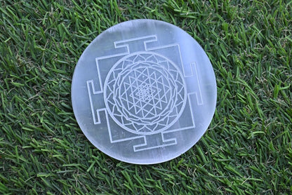 Charging Carving Selenite Coaster Plate by SV Aroma