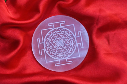 Charging Carving Selenite Coaster Plate by SV Aroma