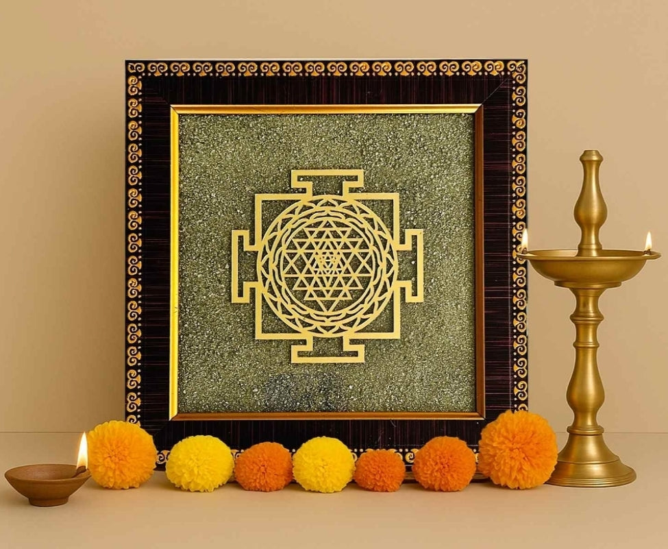 Pyrite Shri Yantra Plate